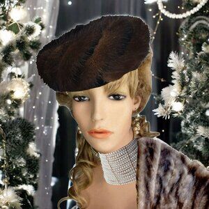 Vintage Mink Fur and Velvet Juliet Hat Union Label by Patrice Fascinator Luxe Ol